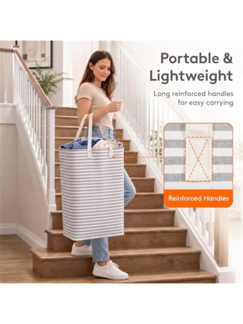 2 Pack Laundry Basket 80L Each, Collapsible Clothes Hamper